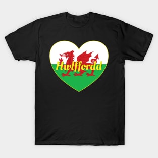 Hwlffordd Cymru UK Baner Cymru Calon T-Shirt